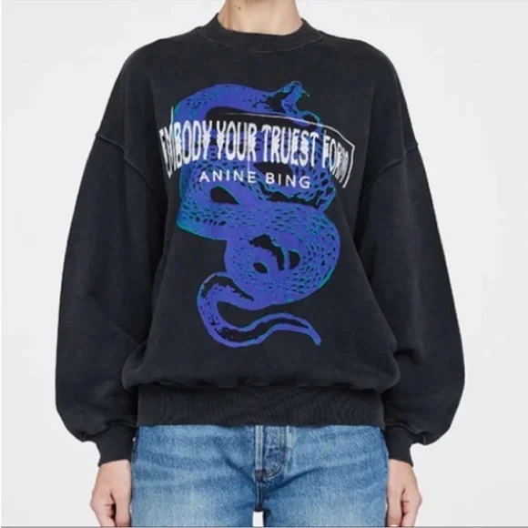 Anine Bing Tops Anine Bing Snake Print World Tour Sweatshirt